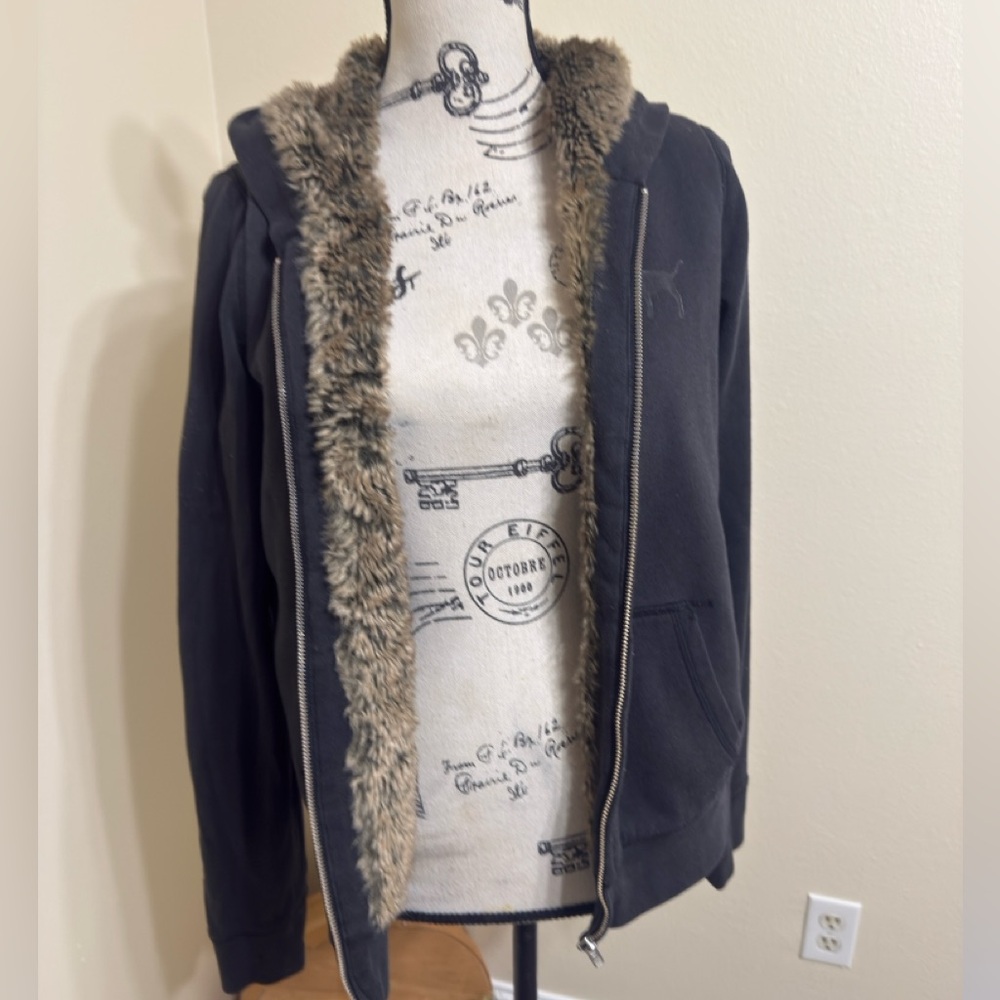 Black PINK Hoodie with Faux Fur Lining